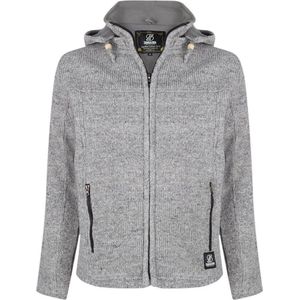Gebreid Wollen Heren/Uni Vest van Schapenwol met Polyester Fleece voering en afneembare capuchon - SHAKALOHA - M Navigator Grey S