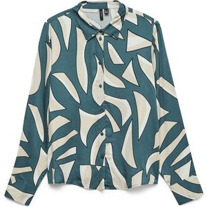 VERO MODA Blouse 'VMCINDY REGINA'  taupe / jade groen / zwart / wit