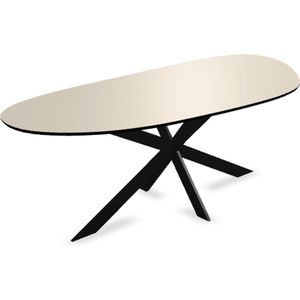 Melamine eettafel beige - Organisch Type A - Matrix ultra dun onderstel