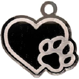 LBM Sleutelhanger hart met hondenpoot - zilver