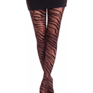 Dames panty - Zebra stijl - Verkleedpanty - Extra comfort - 40Den - Maat L/XL - Zwart