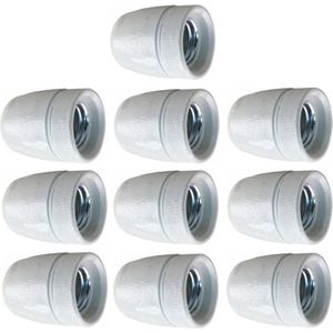Lamphouder porselein - 3/8 - E27 - Wit - Per 10 stuks