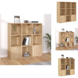 vidaXL Boekenkast Sonoma Eiken 98 x 30 x 98 cm Met 7 Open Kubussen en 2 Deuren - Kast