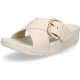 Fitflop - Sliders - Beige - Leer - Met Goudkleurige Gespsluiting