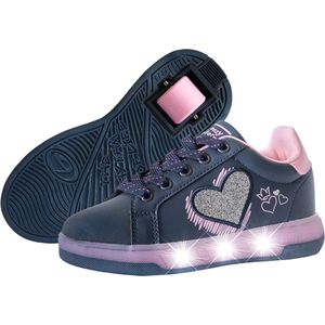 Breezy Rollers Kinder Sneakers met Wieltjes - Paars LED - Schoenen met wieltjes - Rolschoenen - Maat: 35