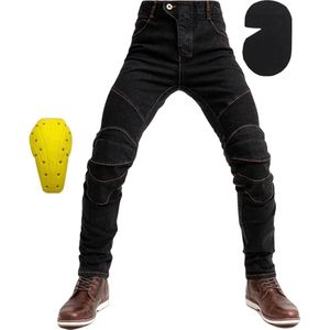 RAMBUX® - Motorbroek - Zwart - Jeans Heren - Spijkerbroek - Beschermende Motorkleding - Motorbroek Heren - Inclusief Heup & Knie Pads - Maat 28 (S)