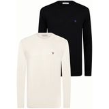 Felix Hardy - Classic Crew Neck Knit Sweater - Ecru-Zwart - 2 Pack Heren