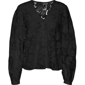 Vero Moda Blouse Vmgabena L/s Lace Shirt Wvn Btq 10299297 Black Dames Maat - S