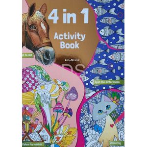 4 in 1 Activiteitenboek A4 voor volwassenen Anti-stress - kleuren op nummer - punt naar punt - zoek de verschillen - Kleurplaten - Activiteitenboek Volwassenen