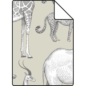 Proefstaal ESTAhome behang jungle dieren groen grijs - 26,5 x 21 cm - 139270-S