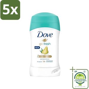 5 x Dove - Deodorant - Stick Go Fresh Pear & Aloe Vera - Frisse geur en bescherming - 40 ml - Grootverpakking - Deodorant - Antitranspirant - Dove - Go Fresh - Peer