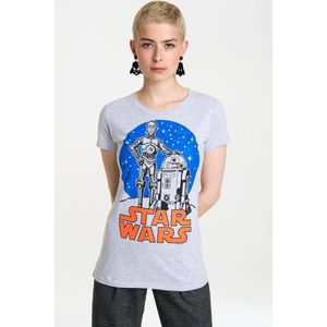 Logoshirt Vrouwen T-shirt R2-D2 en C-3PO - Star Wars - Shirt met ronde hals van Logoshirt - zwart