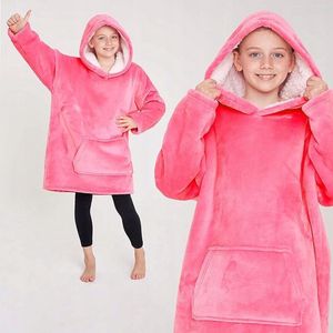 CityComfort – Kinderhoodie deken – Roze – Fleece – Pluizig