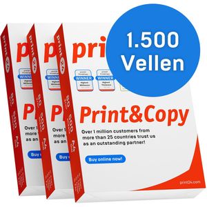print24 Printerpapier kopieerpapier 1500 vellen 3 x 500 A4 80g premium wit PEFC-gecertificeerd