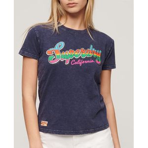 Superdry Cali Sticker Fitted T-shirt Met Korte Mouwen Paars M Vrouw