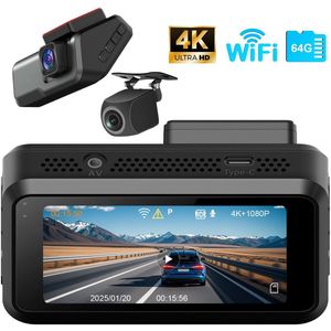 Dashcam 4K 1080P Dual-Objektiv-Weitwinkel-HD-Dash-Kamera Nachtsicht Dashcam