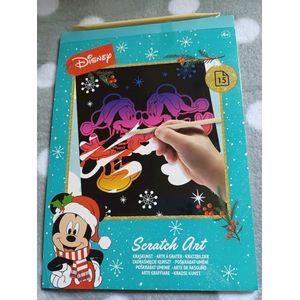 Disney Mickey en Minnie - scratch art - kraskunst - 15x A5 kaarten kerst - met kras tool - topcadeau kinderen 4+