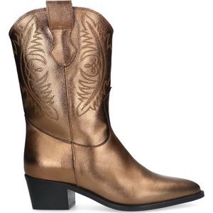 Manfield - Dames - Bronzen leren cowboy laarzen - Maat 39
