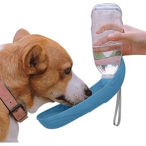 Hondendrinkfles, 550 ml, hondenwaterfles voor onderweg, drinkbak voor katten, gemakkelijk te dragen, opvouwbare hondendrinkfles voor outdooractiviteiten - blauw