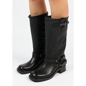 Sacha - Dames - Zwarte buckle biker boots - Maat 40