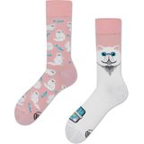 Many Mornings - Mis Matched Sokken - White Cat - 35 - 38