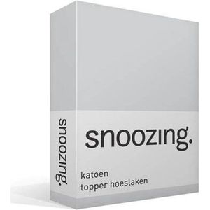 Snoozing - Katoen - Topper - Hoeslaken - Eenpersoons - 70x200 cm - Grijs