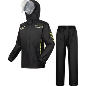 Waterdicht Regenpak voor Heren - Uniseks Capuchon Jas en Broek met Reflecterende Strepen