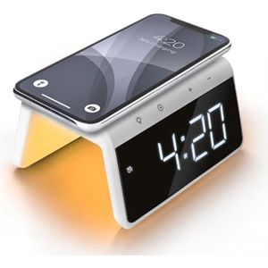 Digitale wekker met oplaadstation en Wake Up Light - Dimbare LED-display - Wit