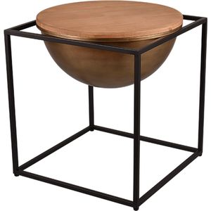 Bijzettafel - Torna Elina - 53x53cm - Zwart - Metaal - Hout
