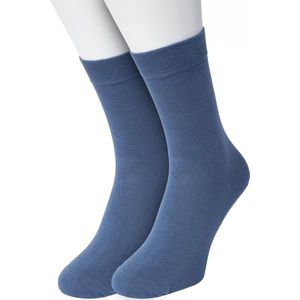 Bonnie Doon Basic Sokken Dames Jeans Blauw maat 36/42 - 2 paar - Basis Katoenen Sok - Gladde Naden - Brede Boord - Uitstekend Draagcomfort - Perfecte Pasvorm - 2-pack - Multipack - Effen - Denim - Jeans - OL834222.109