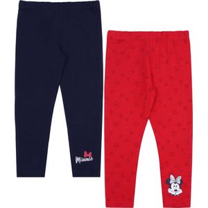 2x Rode en marineblauwe legging, Minnie Mouse legging