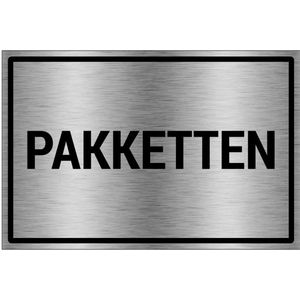 Pakketten bord - brushed aluminium materiaal - grijs zwart - 30 x 20 cm