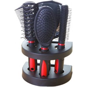 longziming -5-delige Kammenset met Spiegel – Antistatische Haarborstel en Ontwarrende Kammen voor Styling en Haarverzorging – Ideaal voor Thuis, Salon en Reizen – Rood