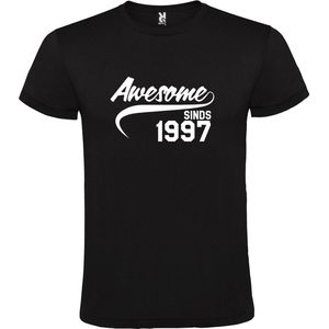 Zwart  T shirt met  ""Awesome sinds 1997"" print Wit size XS