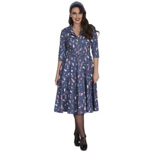 Banned - Ski Snow Season Button Flare jurk - M - Blauw