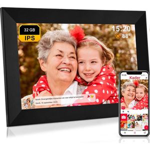 Digitale Fotolijst 10.1 Inch - Digitale Fotolijsten - Hd+ Ips Display Met Automatische Rotatie - 1 Stuk - Voor Herinneringen Delen Met Familie Zwart - kerstcadeaus voor volwassenen