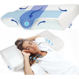 Traagschuim kussen, ergonomisch nekkussen, orthopedisch kussen voor zijslaapkussen, rug en buikslaapkussen, anti-snurkkussen voor volwassenen, mannen, vrouwen, 62 x 34,5 x 12/8 cm