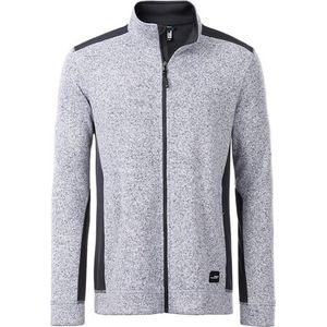 James and Nicholson Heren Gebreide Werkkleding Fleece Jacket (Wit gemêleerd/koolstof)