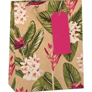 Papieren cadeau tas L Bright Kraft. Afmetingen : 260 x 120 x 324 mm.