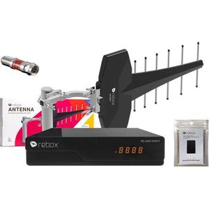 Rebox DVB-T2 Power PLUS EXTRA Pakket – DVBT2 ontvanger + buitenantenne + attenuator + WiFi dongle