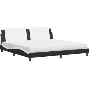 vidaXL-Bed-met-matras-kunstleer-zwart-en-wit-200x200-cm
