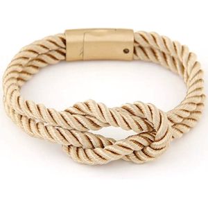 Walletstreet Yin Yang Armband – Gevlochten touw en RVS - Armbandje 21 cm Rose-voor mannen en vrouwen-Kerstcadeau-Ideale geschenk