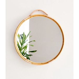 Bamboe Spiegel - Rotan - Naturel - Handgemaakt - ⌀60 cm