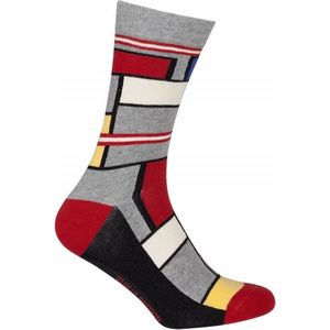 Le Patron Casual sokken Grijs Rood / Classic Jersey look  - 35/38