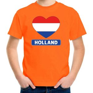 Oranje Holland hart vlag shirt kinderen 146/152