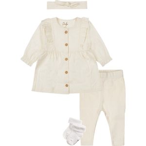Dirkje Noppies - Kledingset - 4delig - Dirkje Jurkje met haarband - Legging - Offwhite - 1 paar noppies sokjes - Maat 68