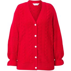MIAMODA - Dames - Vest lange mouw met volant - Rood - Maat 50+