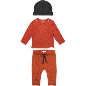 Noppies - kledingset - 3 delig - Broek Bobby ginger - Shirt Kris ginger - Muts Nevel Grey - Maat 44