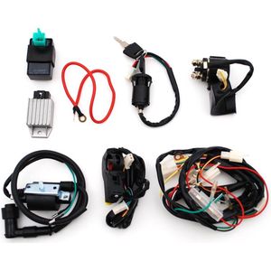 Bobine 50 70 90 110CC CDI, volledig elektrische kabelboom Spoelweefgetouw Ontstekingssysteem Kabelboommontage Bedradingsset ATV Elektrische start QUAD met 5-pins Racing CDI-eenheid