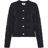 usha - FESTIVAL - Gebreid Vest - Zwart - V-hals - Lange Mouw